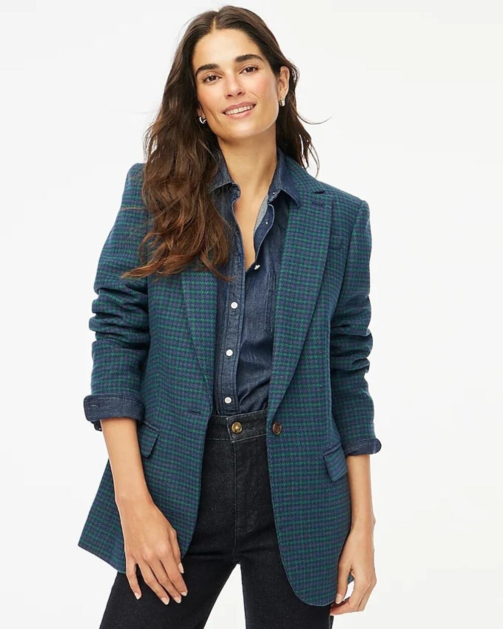J. Crew Wool Blend Relaxed One Button Blazer in Serene Spruce Antique Size 14
